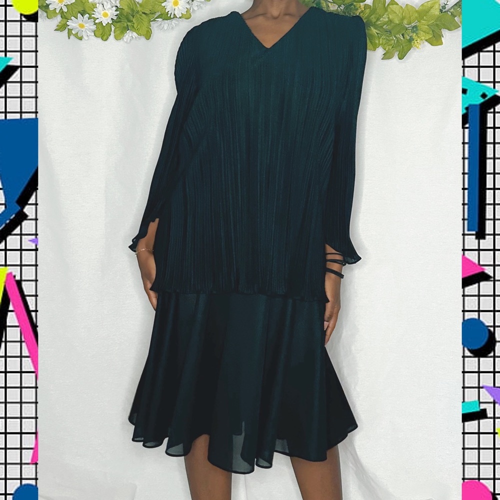 Vintage 80s Bedford Fair double layered little black dress